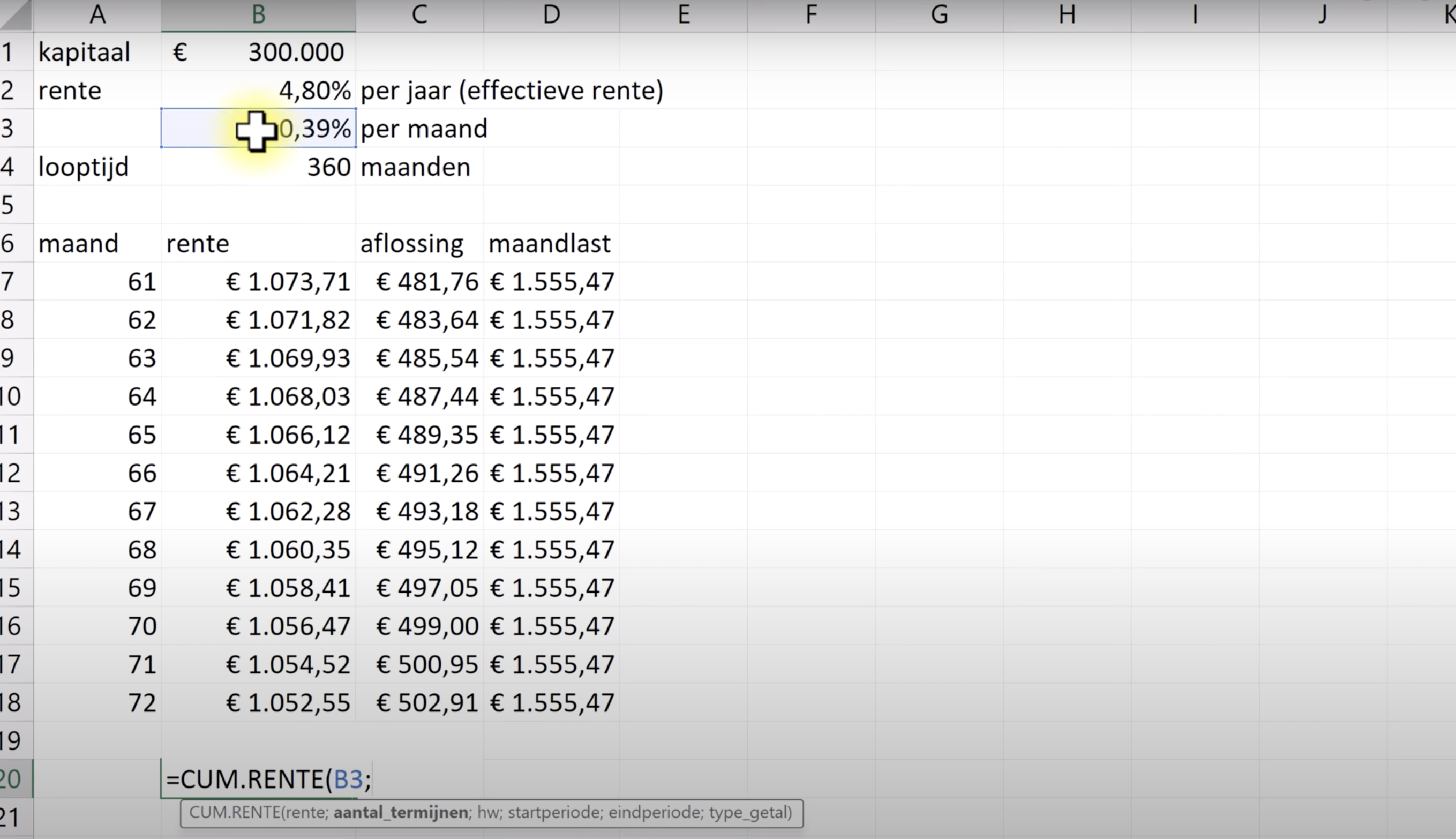 Financiën regelen in excel